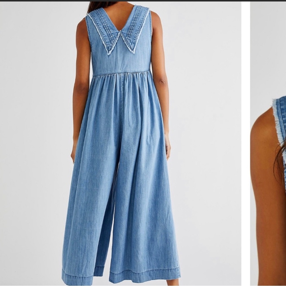 Free People Light Blue Denim Jumpsuit - Picture 2 of 4